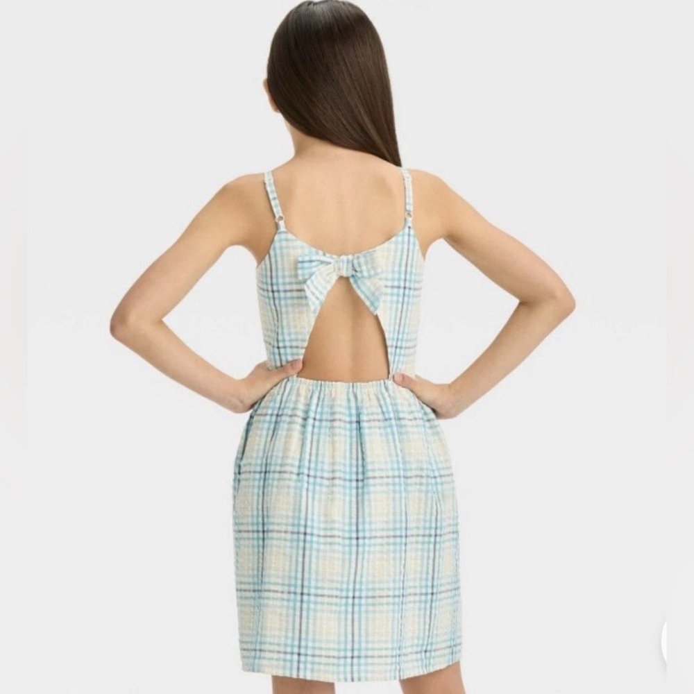 Art Class Girls Blue and White Plaid Dress - Picture 2 of 5